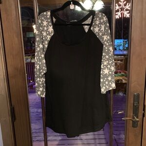 Torrid Black Top with Starry Sleeves